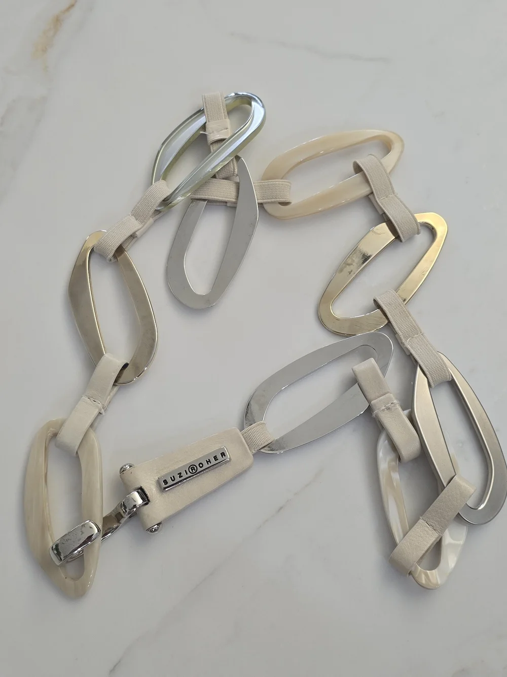 Suzi Roher Mixed Metal and Cream Link Belt